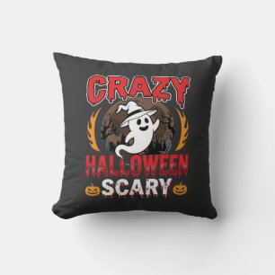 Crazy Halloween Scary Ghost and Pumpkin Design Cushion