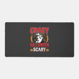 Crazy Halloween Scary Ghost and Pumpkin Design Desk Mat