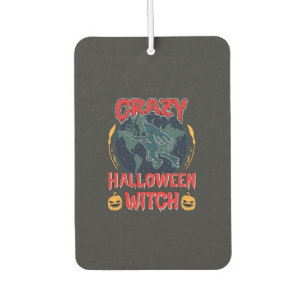 Crazy Halloween Witch Pumpkin Flying Moon Spooky N Car Air Freshener