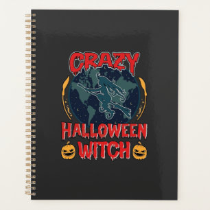 Crazy Halloween Witch Pumpkin Flying Moon Spooky N Planner