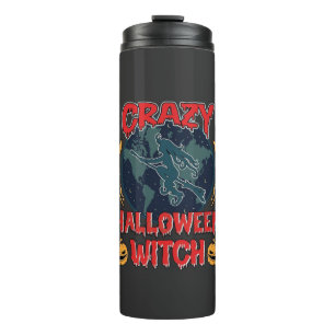 Crazy Halloween Witch Pumpkin Flying Moon Spooky N Thermal Tumbler