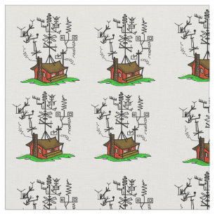 Crazy Ham Radio House Fabric