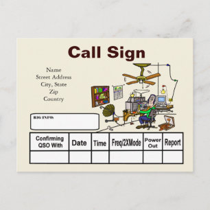 Crazy Ham Shack Cartoon QSL Card  Customise It!