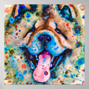 Crazy Happy Chow Chow Dog Art Portrait Poster