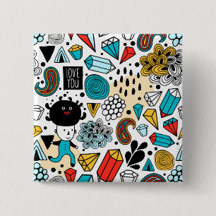 Crazy head 15 cm square badge