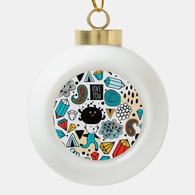Crazy head ceramic ball christmas ornament (Front)