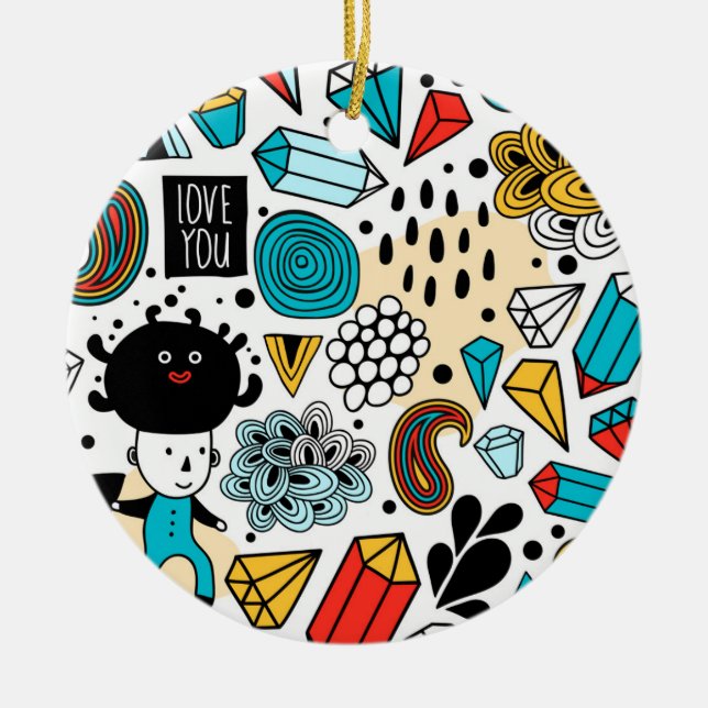 Crazy head ceramic tree decoration (Front)