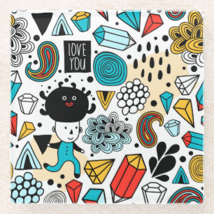 Crazy head glass coaster