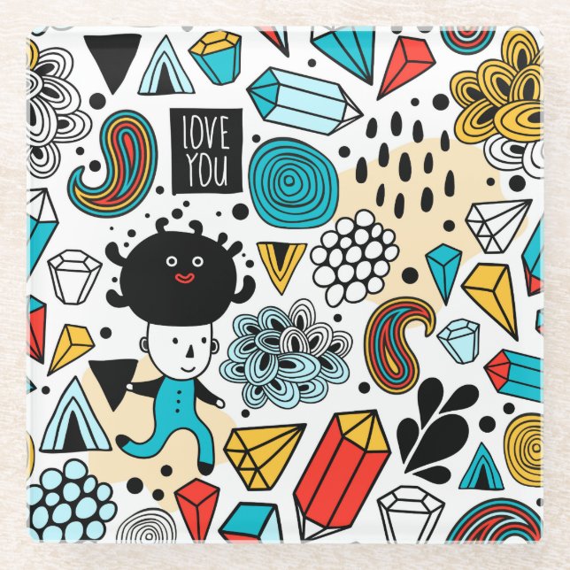 Crazy head glass coaster (Front)