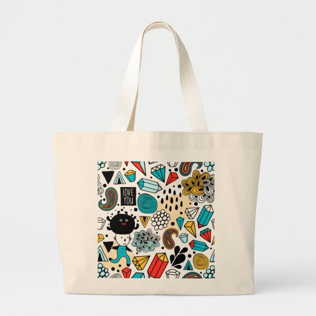 Crazy head large tote bag (Front)