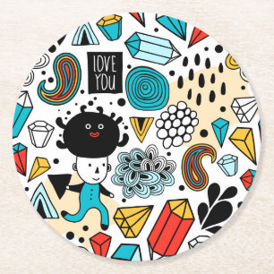 Crazy head round paper coaster