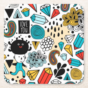 Crazy head square paper coaster
