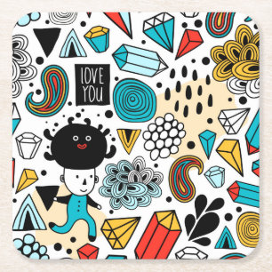 Crazy head square paper coaster