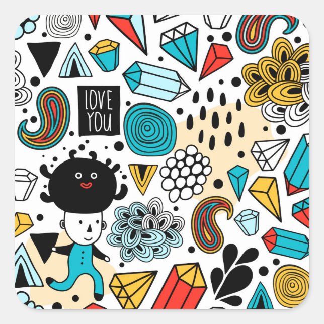 Crazy head square sticker (Front)