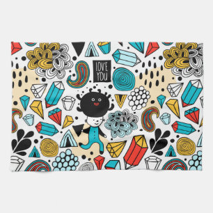 Crazy head tea towel