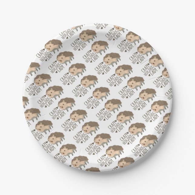 crazy hedgehog lady paper plate (Front)