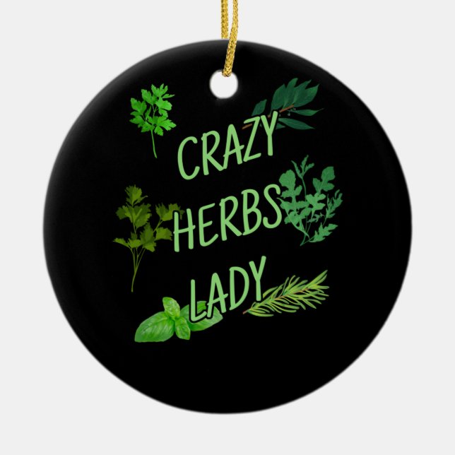Crazy Herbs Lady Ceramic Tree Decoration (Front)