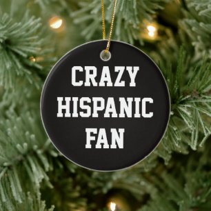 Crazy Hispanic Fan, Funny Basketball Mexican Proud Ceramic Tree Decoration
