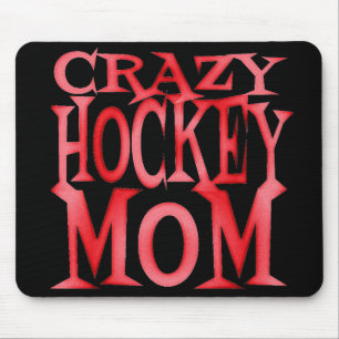 Crazy Hockey Mum in Crazy Red Mouse Mat