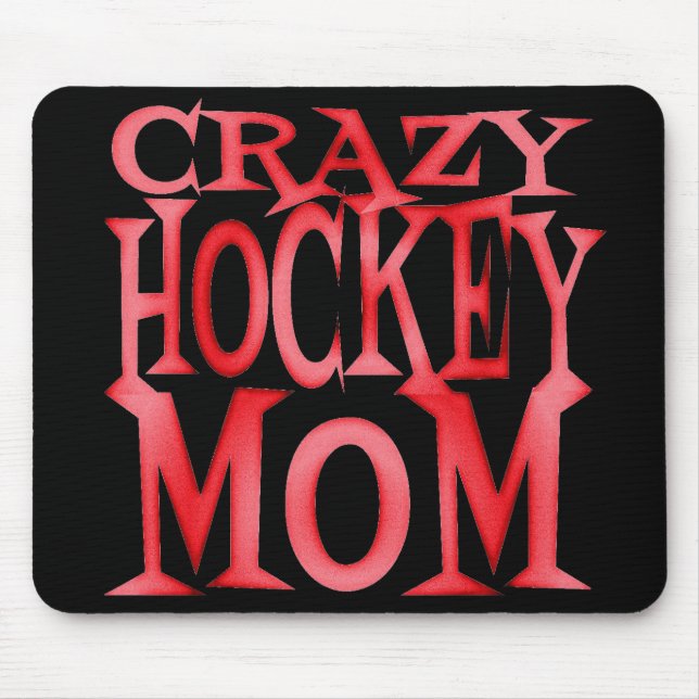 Crazy Hockey Mum in Crazy Red Mouse Mat (Front)
