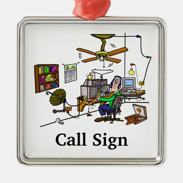 Crazy Home Brew Ham Radio Shack Xmas Ornament (Front)