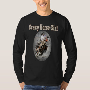 Crazy Horse Girl Cute Girl On Horse Equestrian T-Shirt