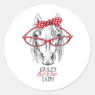 Crazy Horse Lady Horse Lover Women Bandanna Horseb Classic Round Sticker