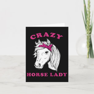 Crazy Horse Lady Horseback Riding Horses Fun Card