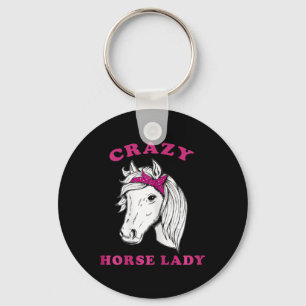 Crazy Horse Lady Horseback Riding Horses Fun Key Ring