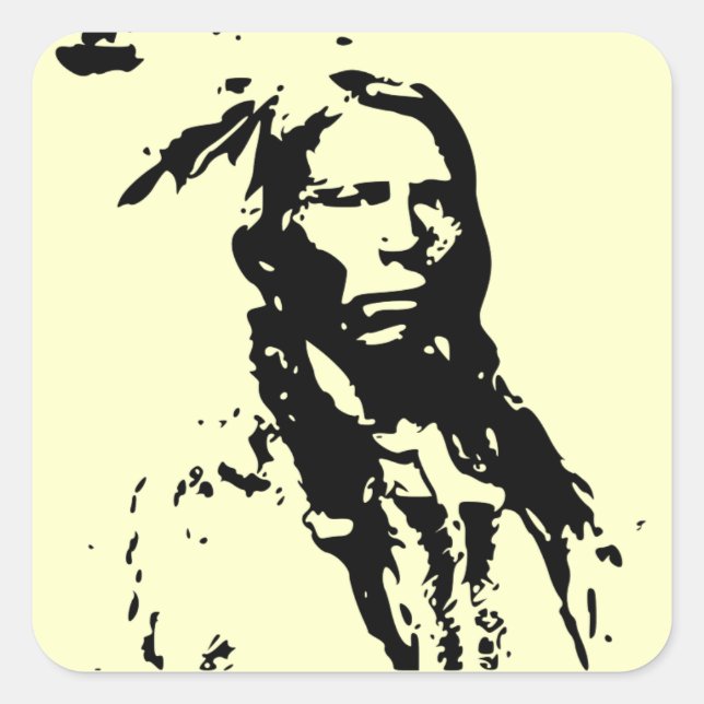 Crazy Horse Native American Square Sticker (Front)