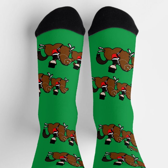 Crazy Horse Riding Dressage Equestrian Cute Fun Socks (Top)