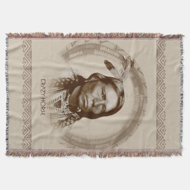 Crazy Horse Throw Blanket (Front)