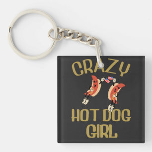 Crazy hot dog girl key ring