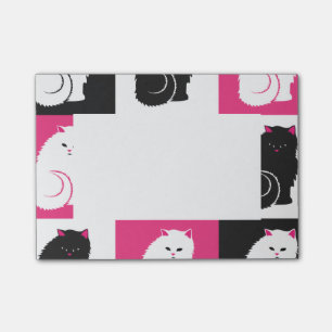 Crazy Hot Pink Kitty Cat Pattern Post-it Notes