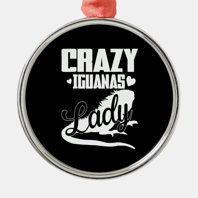 Crazy Iguana Lady Metal Tree Decoration (Front)