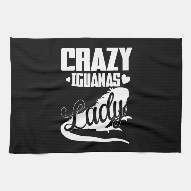 Crazy Iguana Lady Tea Towel (Horizontal)