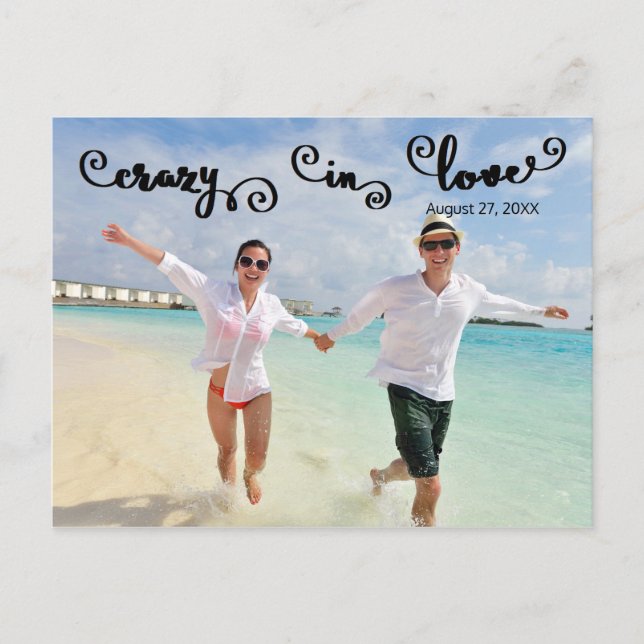 Crazy in Love - Save the Date Post Card (Front)
