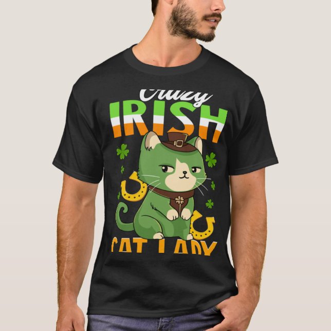 Crazy Irish Cat Lady  Saint Patrick s T-Shirt (Front)