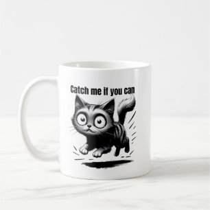 Crazy Jumping Cat Funny Cartoon Design Coffee Mug