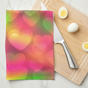Crazy Kids Colours Hearts Bokeh-Kitchen Towels
