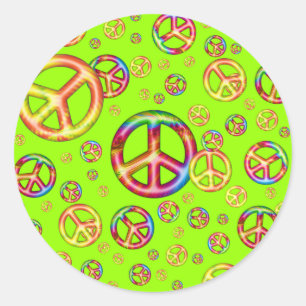 Crazy Kids Colours-Peace Out-Neon Round Stickers