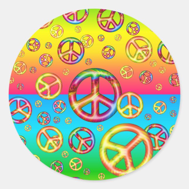 Crazy Kids Colours-Peace Out-Round Stickers (Front)