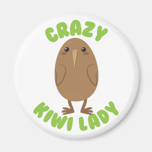 crazy kiwi lady circle magnet