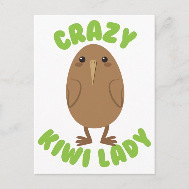 crazy kiwi lady circle postcard (Front)