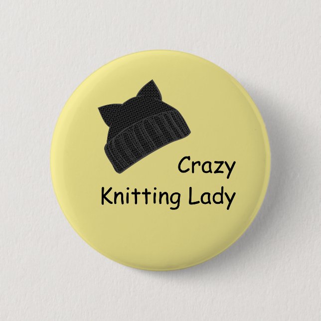 Crazy Knitting Lady Badge (Front)