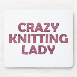 Crazy Knitting Lady Mouse Mat