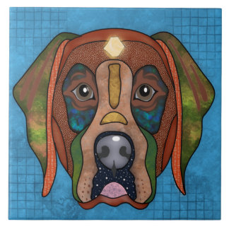 Crazy Labrador Retriever dog face Tile