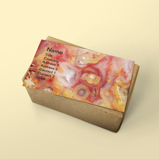 Crazy Lace Agate Pattern Business Card (In Situ Angled)