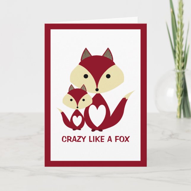 Crazy Like a Fox, Red Fox Burlap Card (Front)