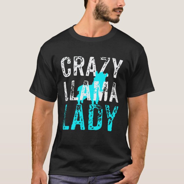 Crazy Llama Lady  Llama T-Shirt (Front)